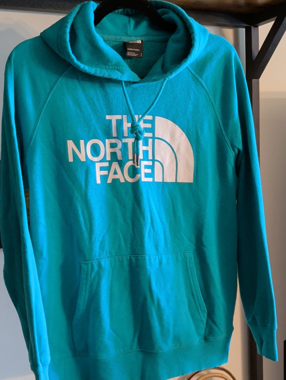 The North Face Teal Pullover Hoodie with White Logo